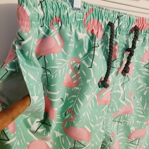 Ingear Swim | Boys' Pink and Green Flamingo Print Swimming Trunks (Size XXL) - Picture 4 of 14